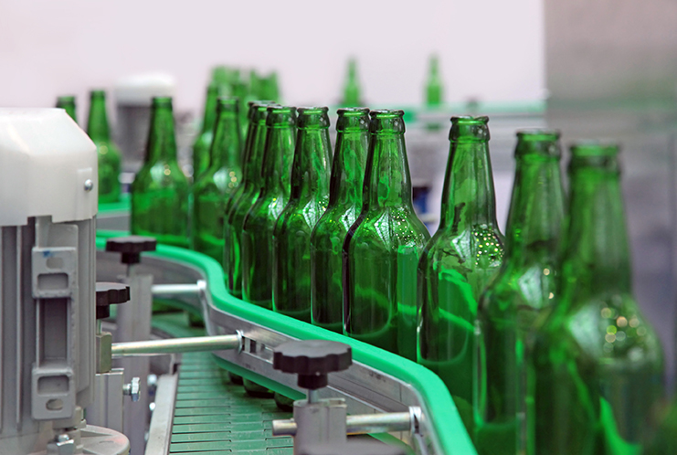 row of green bottles