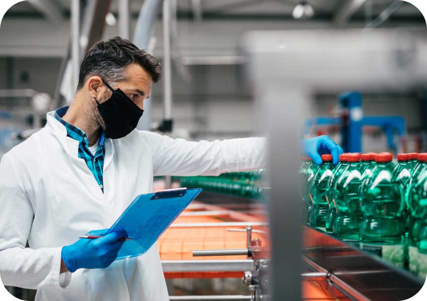 Man inspecting products